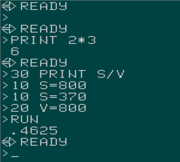 Playing with BASIC in an emulator. Flight between Belgrade and Dubrovnik is .4625 hours!