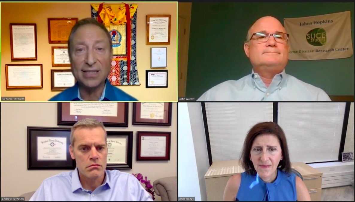 The virtual stage now welcomes <a href="/DrRHorowitz/">Dr Richard Horowitz</a>, Dr. John Aucott, Dr. Andrew Petersen &amp; <a href="/DrTaniaDempsey/">DrTaniaDempsey</a> who will highlight existing and novel treatment options for #LymeDisease. Watch the discussion now!