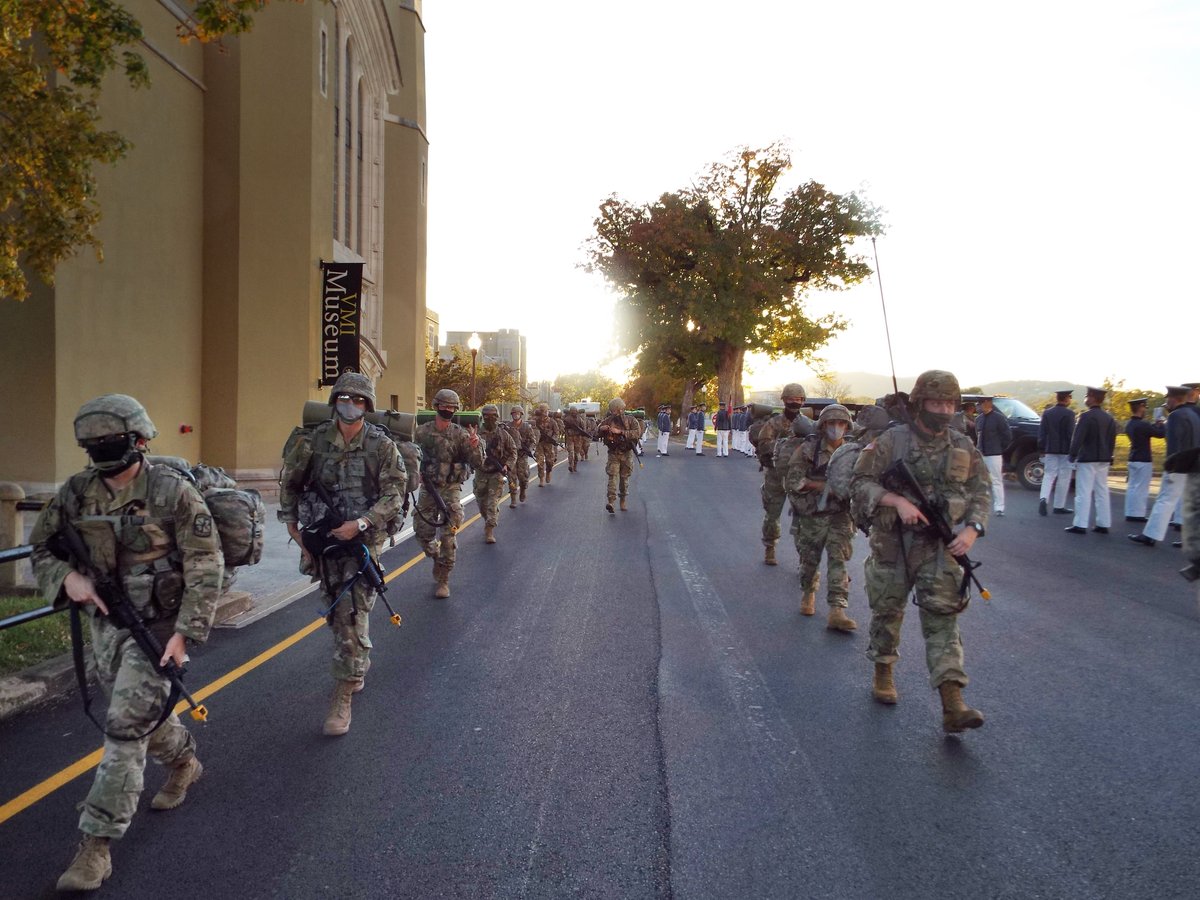 VMI1839's tweet photo. Army ROTC &amp; Air Force ROTC began Fall FTX with drills and prep on Post - lucky to get some work in before the rain! #FallFTX #RahVaMil #VMIROTC 📷: Courtesy of Army ROTC and VMI C&amp;M https://t.co/o1xtrKgasm