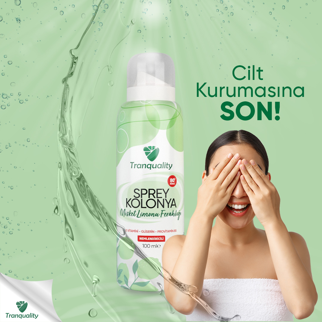 Sık el dezenfektanı kullanımdan dolayı cildin kuruyor mu? Çözümü Tranquality sprey kolonyada!
#cildedostkolonya #yeninesilkolonya #spreykolonya