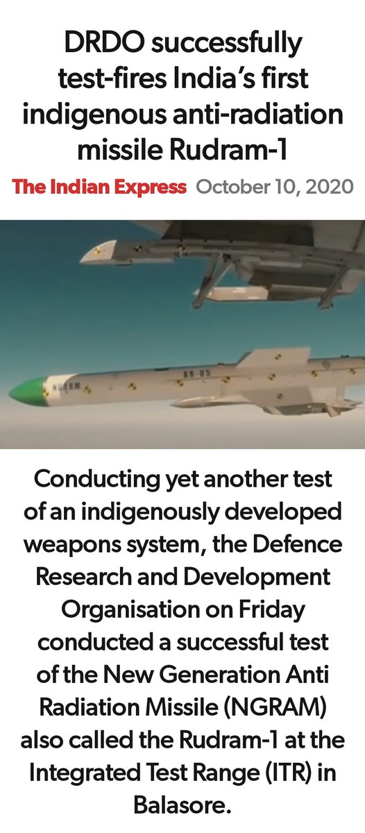 Sevakofmata's tweet photo. DRDO successfully test-fires India’s first indigenous anti-radiation missile Rudram-1
https://t.co/am1CFX8ij2
via NaMo App
#X10prsr https://t.co/nO2ppJsOKT