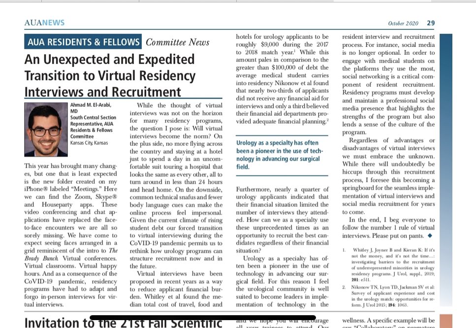 Ahmad El-Arabi (@elarabiuro) on Twitter photo Unprecedented times for applicants and programs, but I’m confident that Urology will lead the way and set an example on how to hold virtual sub-I’s and interviews. #UroSoMe <a href="/Uro_Res/">The Urology Applicant ⚕</a> Unprecedented times for applicants and programs, but I’m confident that Urology will lead the way and set an example on how to hold virtual sub-I’s and interviews. #UroSoMe <a href="/Uro_Res/">The Urology Applicant ⚕</a>