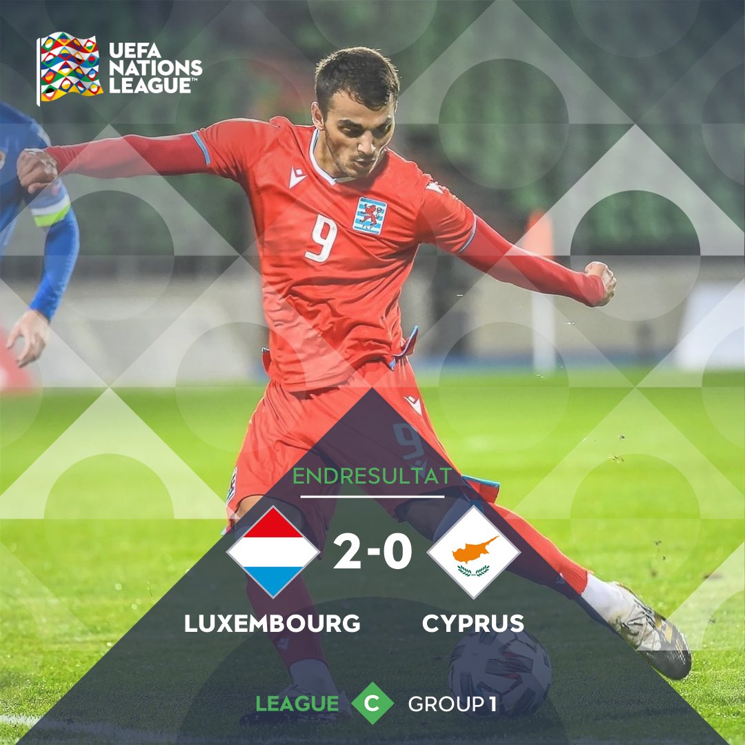 flf_lu's tweet photo. 🇱🇺 Lëtzebuerg 2-0 Zypern 🇨🇾
👏 3 weider Punkten fir eis rout 🦁
⚽️ 1-0 SINANI Danel (V. Thill) 12’
⚽️ 2-0 SINANI Danel 26’
⠀⠀⠀⠀⠀⠀
#RoudeLéiwHuelSe #LUXCYP https://t.co/wOivedMKlb