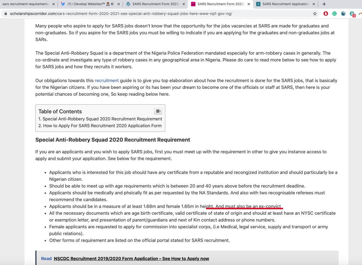 AyodejiM_'s tweet photo. I decided to do a google search and found 3 different jobs platforms that stated the same: SARS applicants must be ex convicts

See the links and screenshots below:

https://t.co/qfBozjNsZ2

https://t.co/6XGMQ45dVu

https://t.co/ofAuzrXW5h

#EndSARS #EndPoliceBrutality (3/n) https://t.co/jFkQl4CHsa