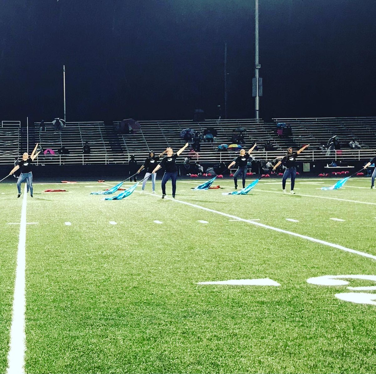 newnanHSguard's tweet photo. The rain couldn’t dampen our excitement for Cougar football last night! Our team brought home another win and we were able to perform our full show for the first time. It’s always a great day to be a Newnan Cougar! #unitedasone #wearenewnan #fornewnan https://t.co/no3rdDpr6j