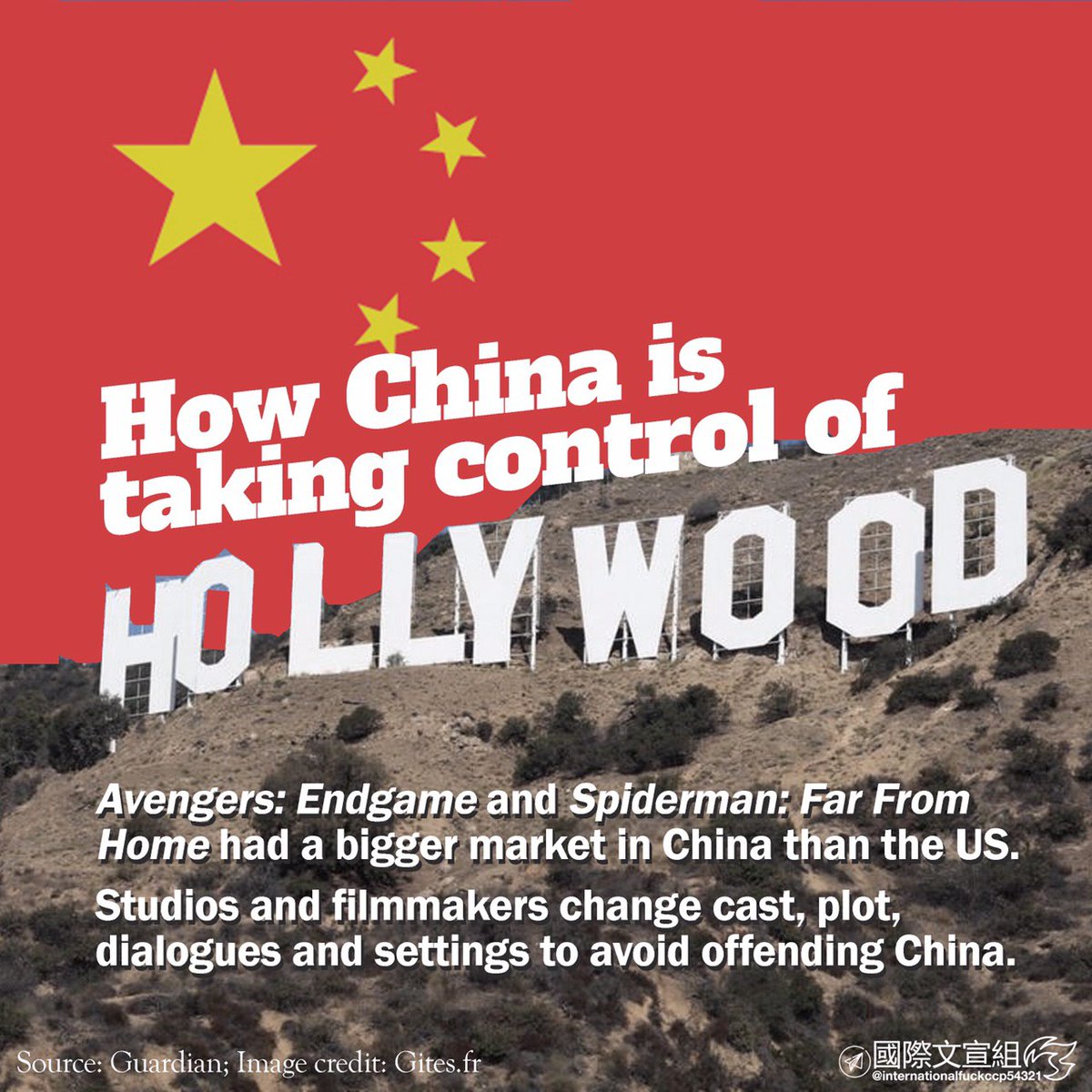 Flylike11's tweet photo. @QuickTake @business Disney is just an typical example of how China is taking control of Hollywood.
#CCPVirus https://t.co/t79jruQSqy
