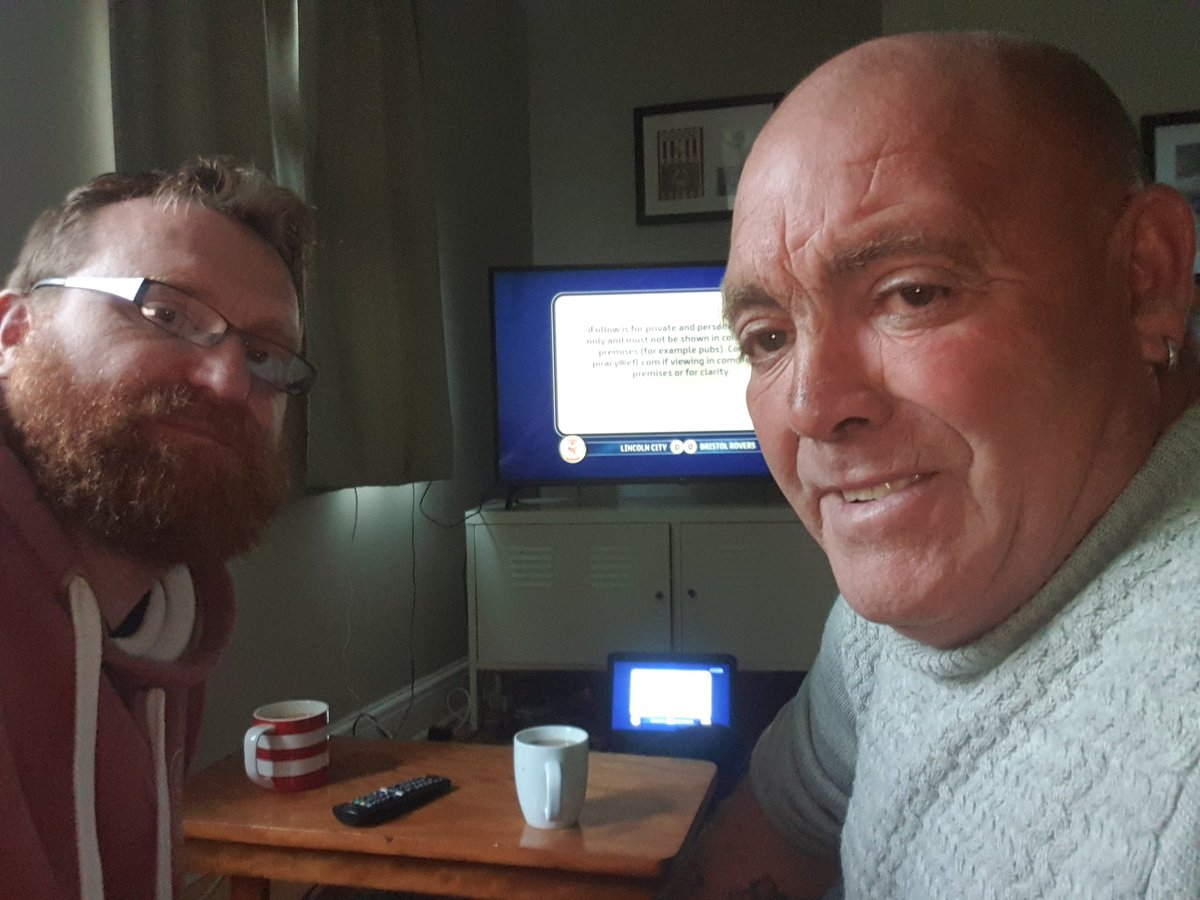 Staceywestblog's tweet photo. @LincolnCity_FC Me and Dad watching. Its his birthday, he would love to win FIFA 21, I'm sure 😂 #impsathome https://t.co/n28jraH1Ix