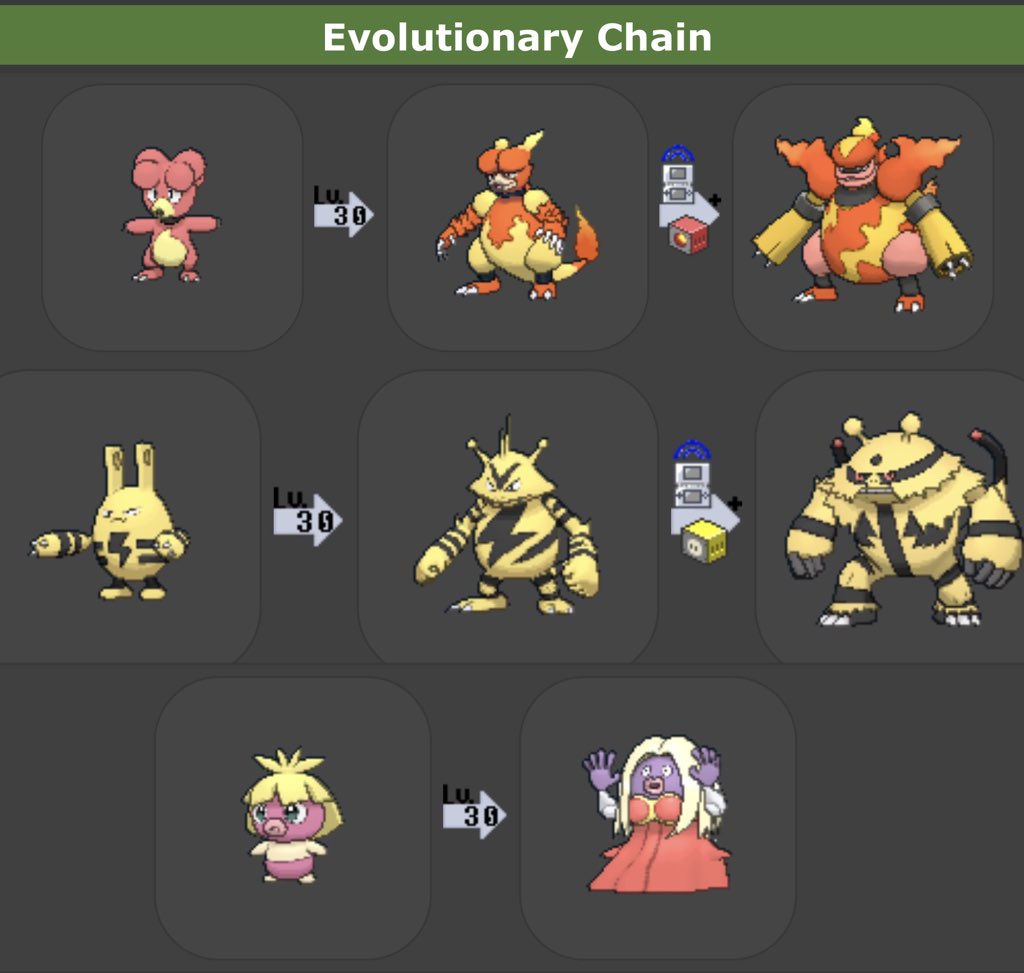 Ultima Real on X: Always felt like Jynx, Magmar, and Electabuzz were part  of a trio, especially after they added the babies in Gen 2, but then Jynx  never got the evolution