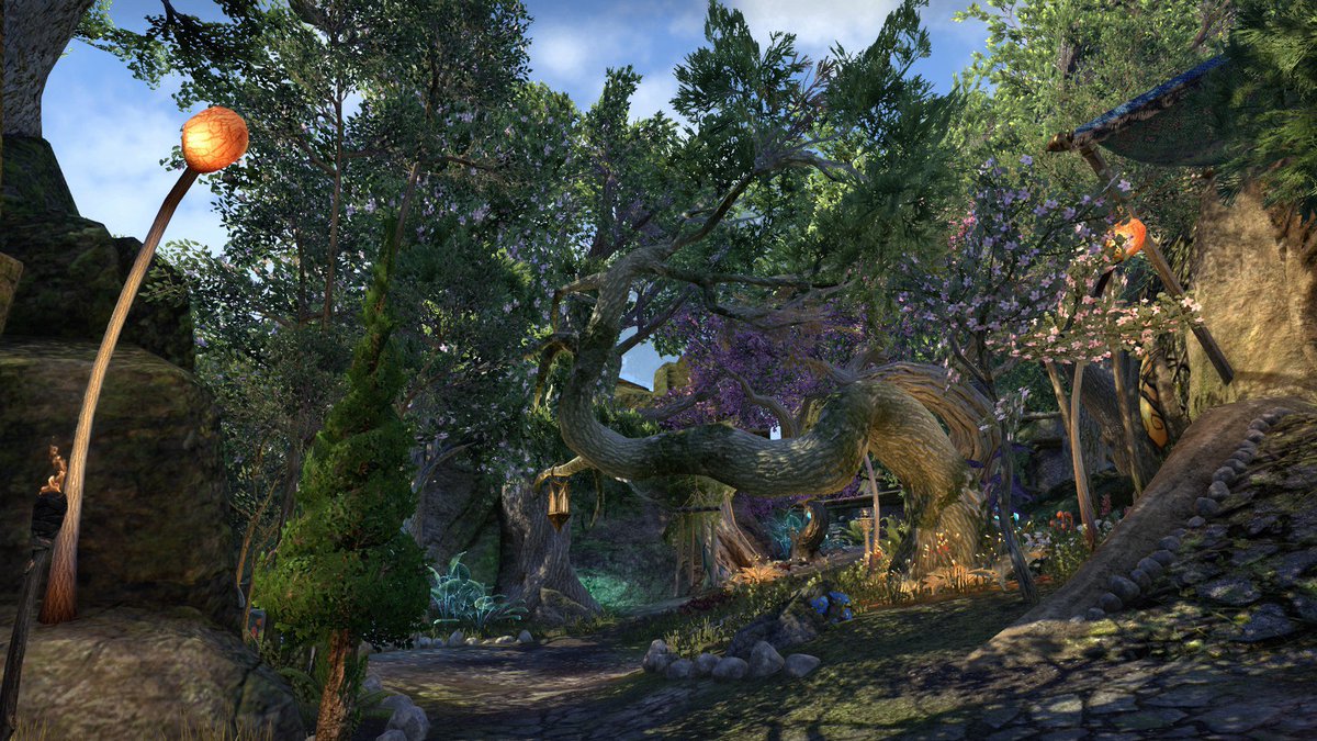 EsoMolags's tweet photo. Bouldertree Refuge magical forest built by our lovely guild officer Jingle. Beautiful colourful trees, floating blossom and tranquil wood chimes. Open to guildies for when they just need a moment of mindfulness and peace. @TESOnline @Bethesda_UK @bethesda_ESP #tamrieltogether https://t.co/dVnFLJzEx1