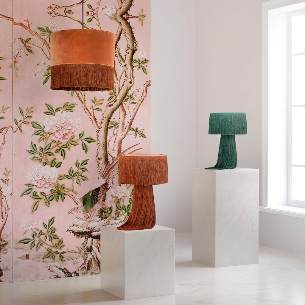 YoloInteriors's tweet photo. Draped with luxurious tassels, the Atolla collection will add warm lighting and textural elements to your space. Available as a pendant or table lamp, it’ll be a unique decorative addition. https://t.co/7UBRhZffpC