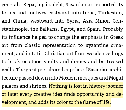 14/ The last Persian imperial dynasty, the Sasanian Empire (224-651 AD), the virality of its art, & its lasting influence"Nothing is lost in history: sooner or later every creative idea finds opportunity and development, and adds its color to the flame of life."