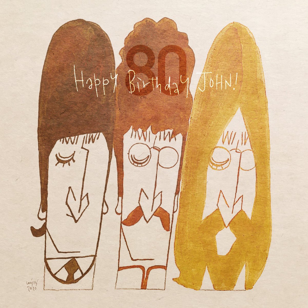 ポートレーターmiki Hbd John Lennon 時間がなく 人形は作れず 11年前に色紙に描いたものを加工 ジョンレノン ビートルズ イラスト 似顔絵 ポートレーターmiki T Co 8jywxpfaet Twitter