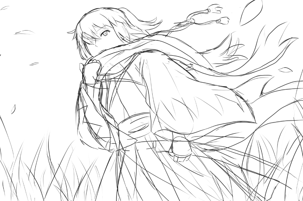 Well, am done with best boi, will post it up tmr. Starting a new piece of Okita in new uniform, she looked so handsome! <3 