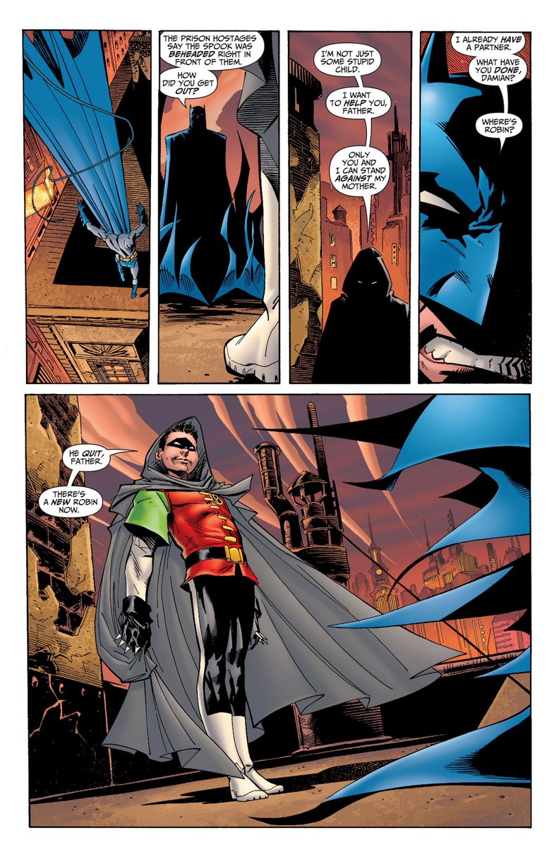 I get why so many people were annoyed with Damian, it really feels like he is forcing his way through and pushing the other characters down, in this case in a very literal way.