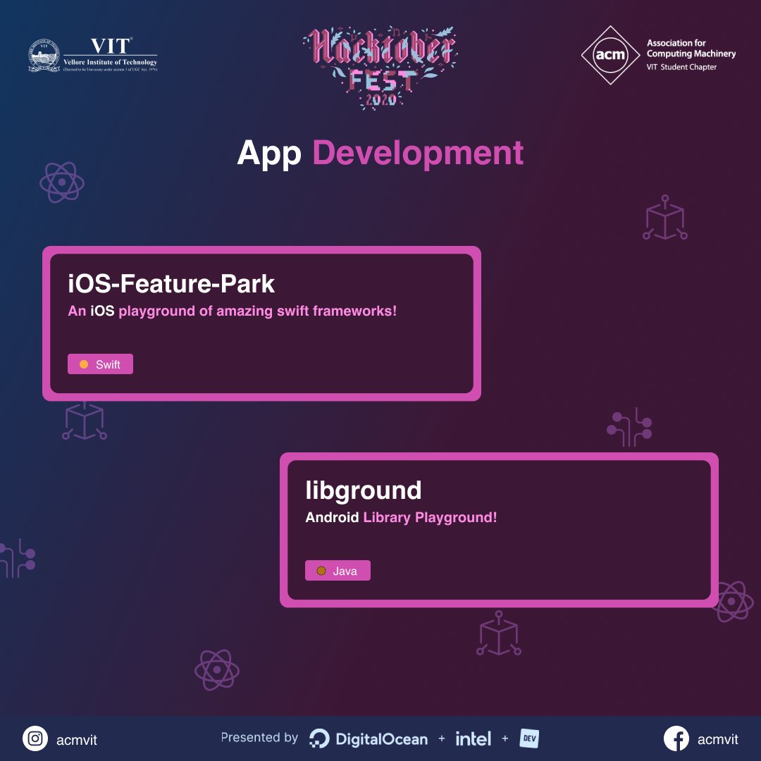 ACM_VIT's tweet image. From web &amp;amp; app development to Augmented Reality, irrespective of your domain we have you covered. This Hacktoberfest get started on your open-source journey or cross another milestone with our opensource projects set up just for you! 

#hacktoberfest #opensource #acmvit #acmindia