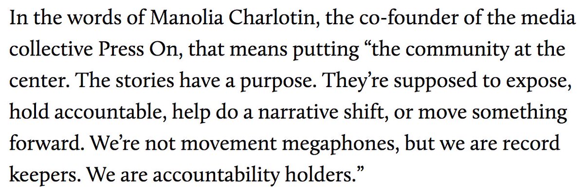 But there is also, in this country, a rich culture of another kind of journalism. It's distinct from advocacy journalism (itself a rich and important tradition).  @ManoliaLive describes it really well:  https://www.motherjones.com/media/2020/10/the-chaos-is-the-point/