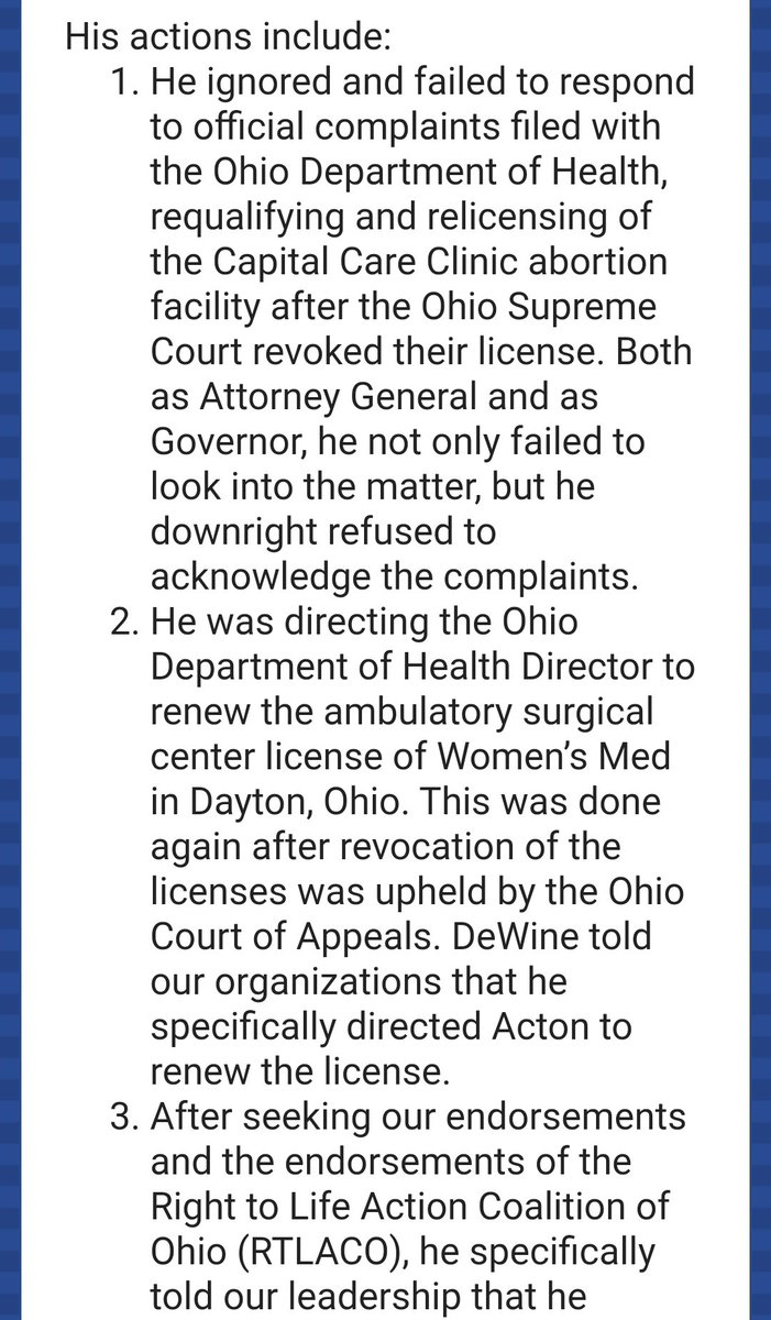  #Ohio  #News Dewine Turns Back on Pro-Life Community. On Sept.16th Board of Directors of Greater Toledo  #RightToLife, by a unanimous vote of members present rescinded the 2015 “Champion for Life Award” granted to  #RINO  #MikeDeWine when he was the AG in 2015 https://myemail.constantcontact.com/BREAKING-NEWS--Toledo-Right-to-Life-Withdraws-Their--Champion-For-Life--Award-from-Gov--Mike-DeWine.html?soid=1102276802798&aid=rsmxjim5uRw