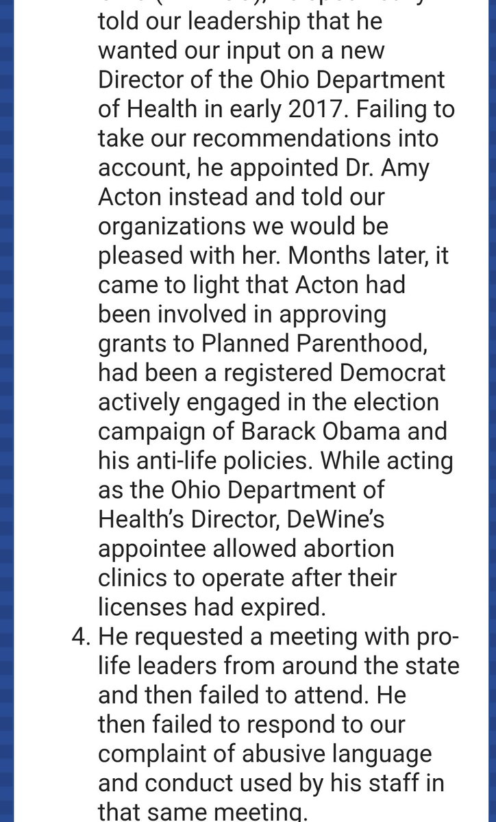  #Ohio  #News Dewine Turns Back on Pro-Life Community. On Sept.16th Board of Directors of Greater Toledo  #RightToLife, by a unanimous vote of members present rescinded the 2015 “Champion for Life Award” granted to  #RINO  #MikeDeWine when he was the AG in 2015 https://myemail.constantcontact.com/BREAKING-NEWS--Toledo-Right-to-Life-Withdraws-Their--Champion-For-Life--Award-from-Gov--Mike-DeWine.html?soid=1102276802798&aid=rsmxjim5uRw