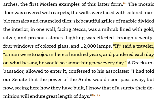 19/ Damascus, capital of the Umayyad dynasty, known to history as the "Garden of the Earth" & home to the Great Mosque built in 715"“If,” said a traveler, “a man were to sojourn here a hundred years, and pondered each day on what he saw, he would see something new every day.”"