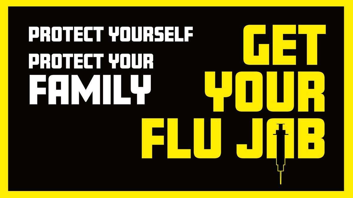 It’s important to take up the offer of a free flu jab and protect yourself and your patients this winter. Spread the word, not the flu. Staff should check the intranet to book an appointment.