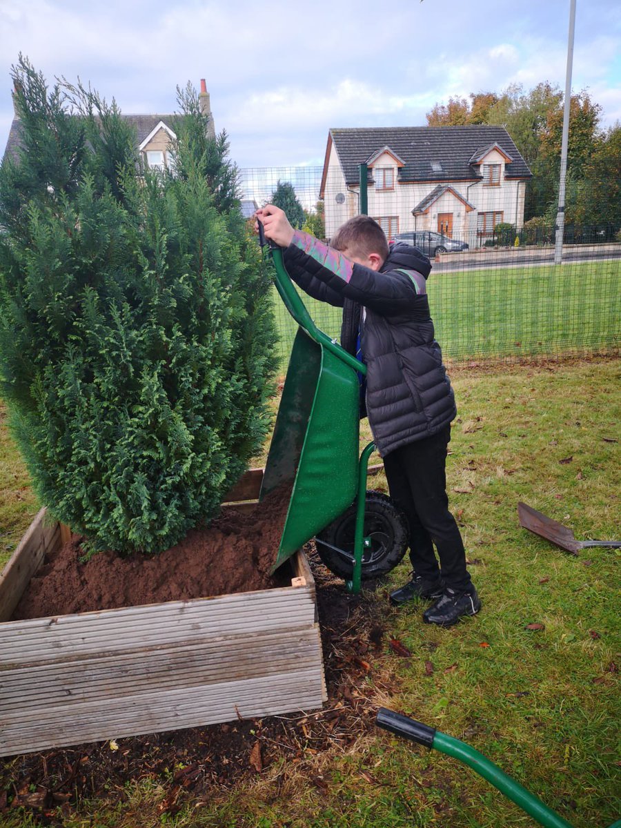 Kilwinning_Acad's tweet photo. KK and LA have been working hard to improve our outdoor spaces. They are making use of materials bought with our @KAparentcouncil Participatory Budget Funding. Great work 🙌🏽 #dedication #ambition #belonging https://t.co/3vzkLVW5F5