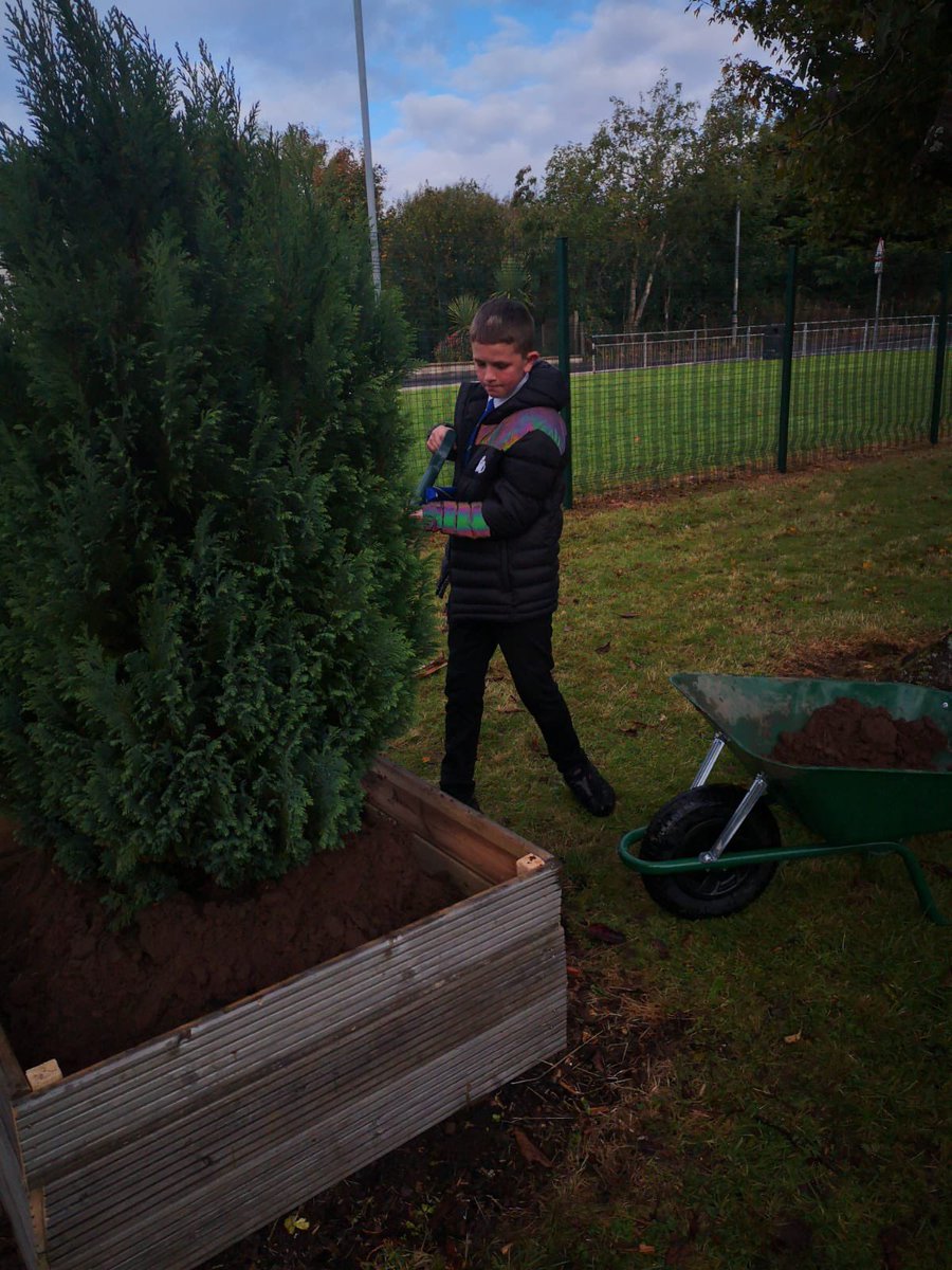 Kilwinning_Acad's tweet photo. KK and LA have been working hard to improve our outdoor spaces. They are making use of materials bought with our @KAparentcouncil Participatory Budget Funding. Great work 🙌🏽 #dedication #ambition #belonging https://t.co/3vzkLVW5F5