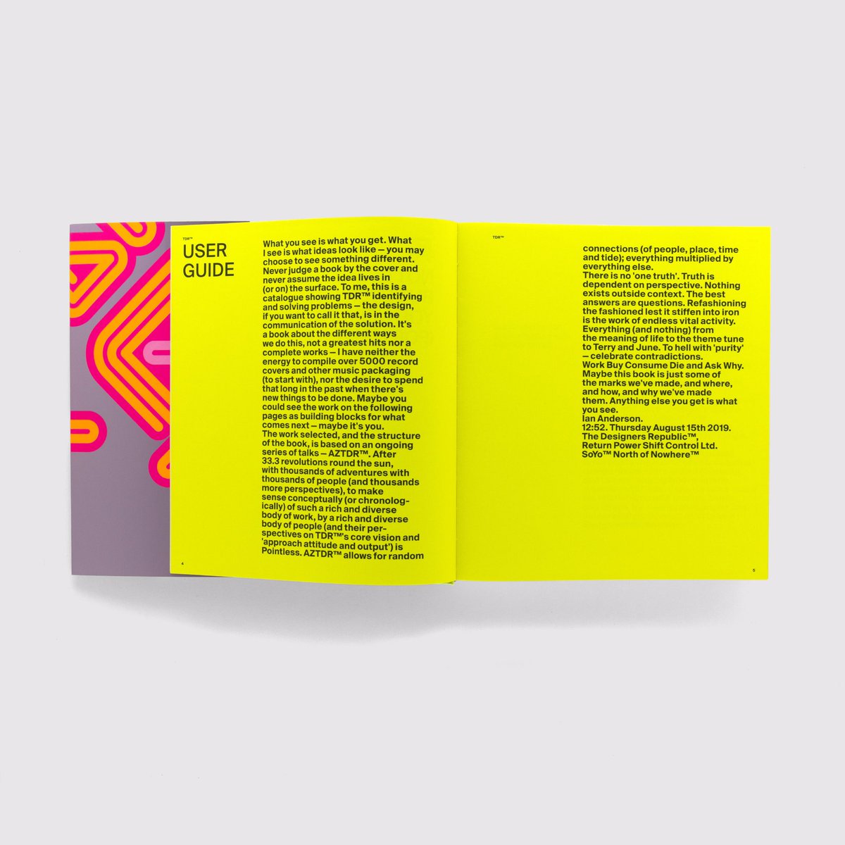 ianTDR's tweet image. Cover. Intro. #iantdr interview taster. A year and a pandemic ago #uniteditions published #thedesignersrepublic #aztdr To celebrate we’re posting a few spreads every day. It sold out in a few weeks. Want a reprint? hassle @uniteditions - they like the attention.  @ajwshaughnessy