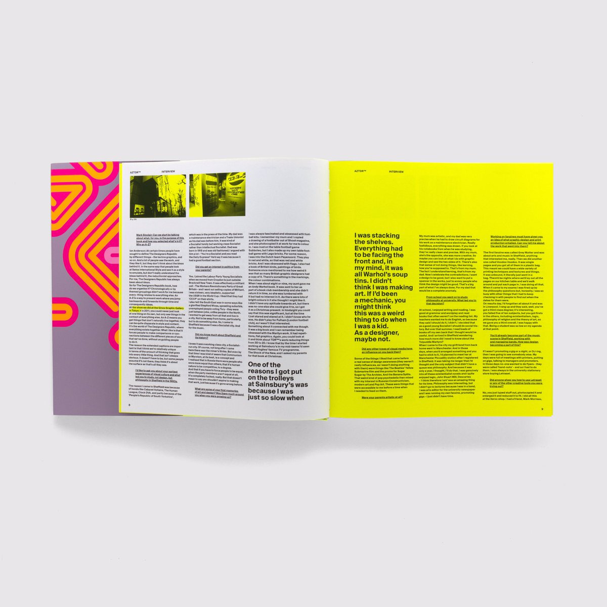 ianTDR's tweet image. Cover. Intro. #iantdr interview taster. A year and a pandemic ago #uniteditions published #thedesignersrepublic #aztdr To celebrate we’re posting a few spreads every day. It sold out in a few weeks. Want a reprint? hassle @uniteditions - they like the attention.  @ajwshaughnessy