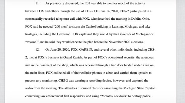 Naturally, the core group had grandiose plans involving a small army, so they reached out for like-minded peopleto a Michigan militiawhich had been, you guessed itinfiltrated by the FBI