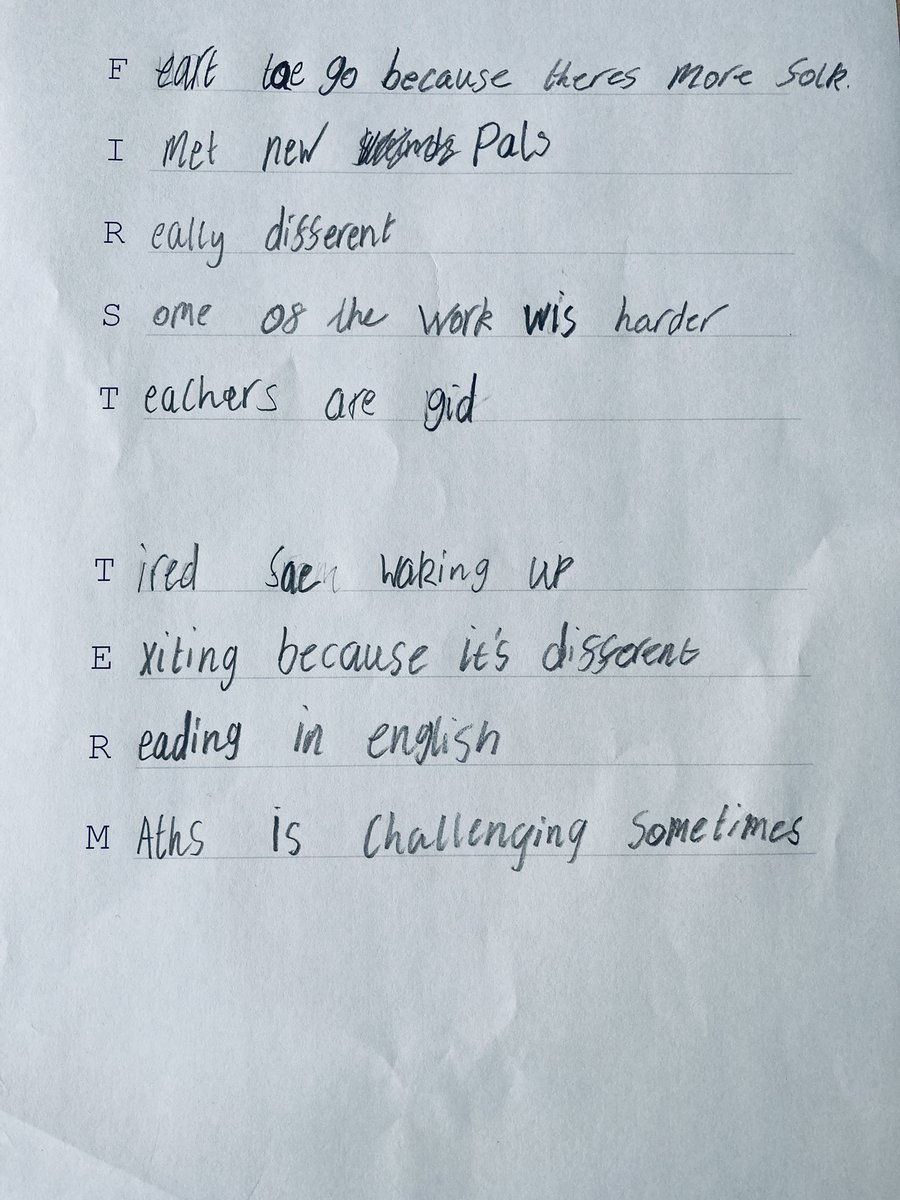 Inspired by @SATEfeed CPD on Scots language last week, my S1 class read ‘Kidspoem/Bairnsangs’ by Liz Lochhead. We reflected on the relationships between language, identity and power, then created acrostic poems reflecting on the first term - some great use of #Scots #StrathNQT