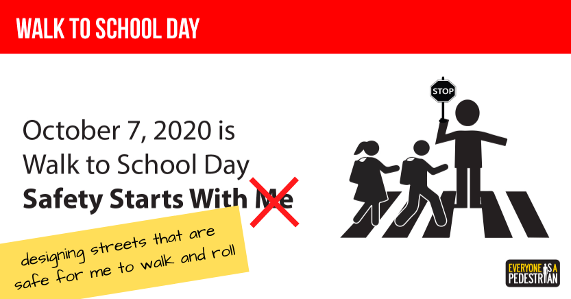 . @NHTSAgov’s messaging for Walk to School Day doesn’t blame kids for getting struck and killed by drivers, but fails to mention that so many kids don’t have the privilege of basic sidewalk infrastructure near their homes.Don’t worry NHTSA, we fixed your graphic for you. (4)