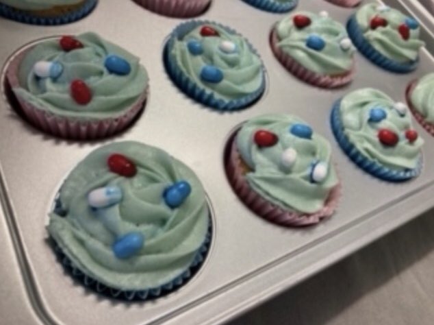 LSBU_Nursing's tweet photo. More amazing cupcakes with hand-dipped tictacs to look like pills!! 😁💊 We really appreciate the effort you’ve all put into our Great Nursing Bake Off over the Freshers’ Fortnight. Maybe we’ll have a Christmas competition... #lsbunursing #bakeoff https://t.co/n4NczyN5Uu