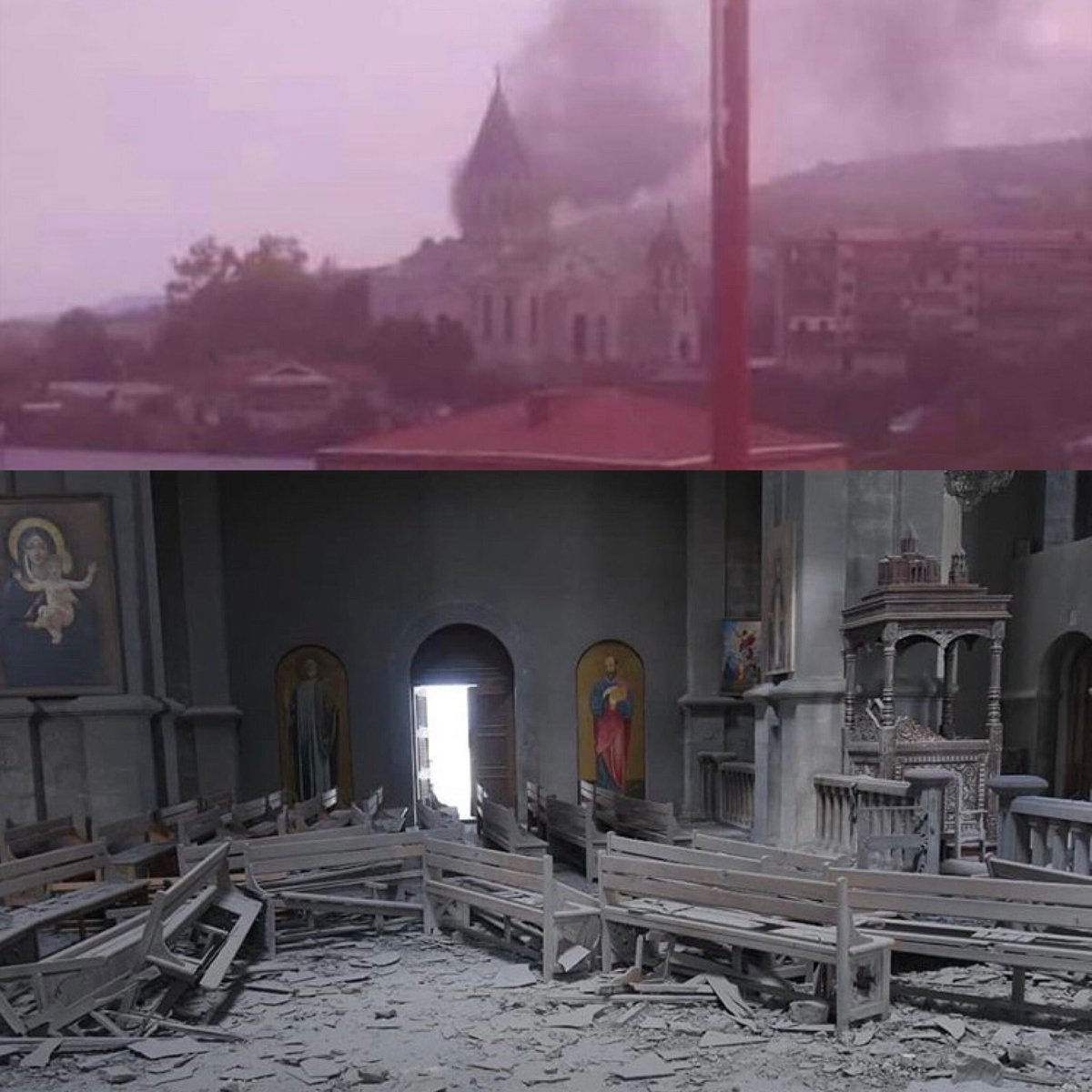 Today a historic Christian Armenian cathedral has been shelled by Azerbaijan using Turkish missiles. #PeaceForArmenians #StopAzerbaijaniAggression #SanctionTurkey #SanctionErdogan <a href="/RepMGS/">Congresswoman Mary Gay Scanlon</a> <a href="/SenToomey/">Pat Toomey (US Sen. ret.)</a> <a href="/SenBobCasey/">Bob Casey</a> <a href="/SpeakerPelosi/">Nancy Pelosi</a>