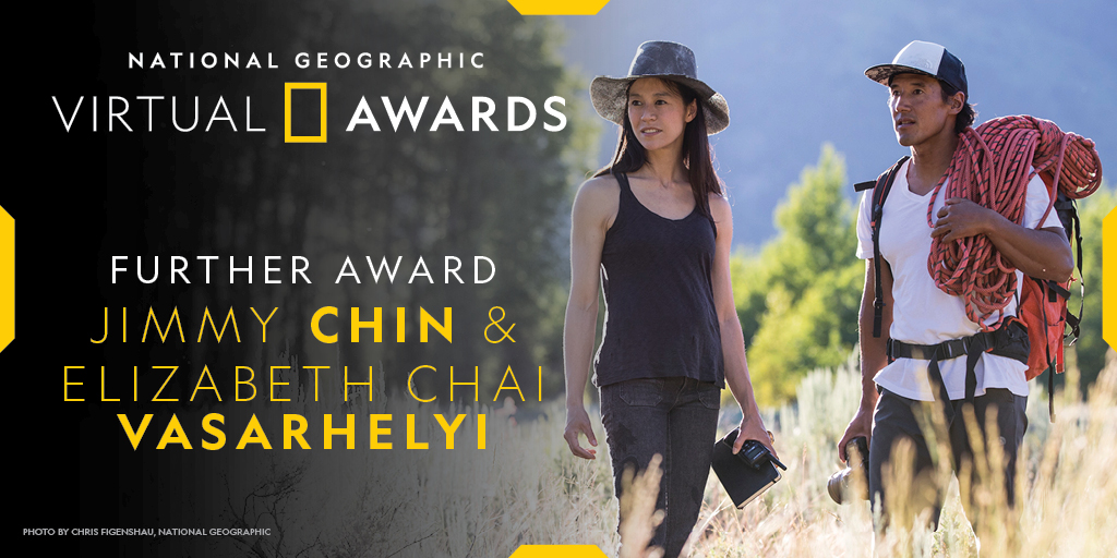 The pioneering documentary filmmaking of Jimmy Chin ( @jimmychin) and Elizabeth Chai Vasarhelyi has left many of us spellbound. Their work producing awe-inspiring films like  #FreeSolo is honored with this year’s National Geographic Further Award.