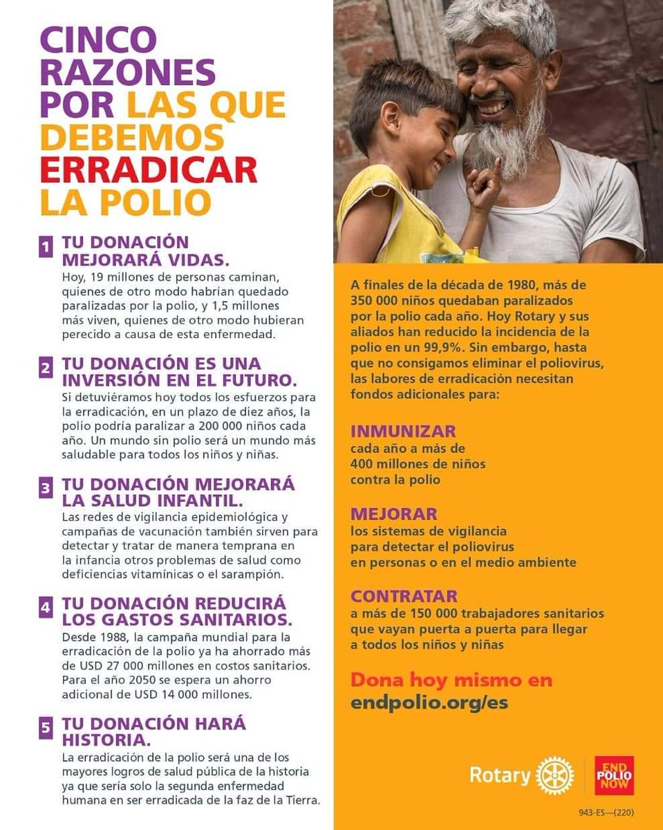 RotaryDelMar's tweet photo. 👆🏻5 razones por las que debemos erradicar la Polio 💪🏻
.
.
#endpolionow #endpolio #finalapolio #RotaryClubdelMar #rotaryinternational

#Rotary #Distrito4921 #MarDelPlata #Argentina🇦🇷 @EndPolioNow https://t.co/n6pTqJIjtJ