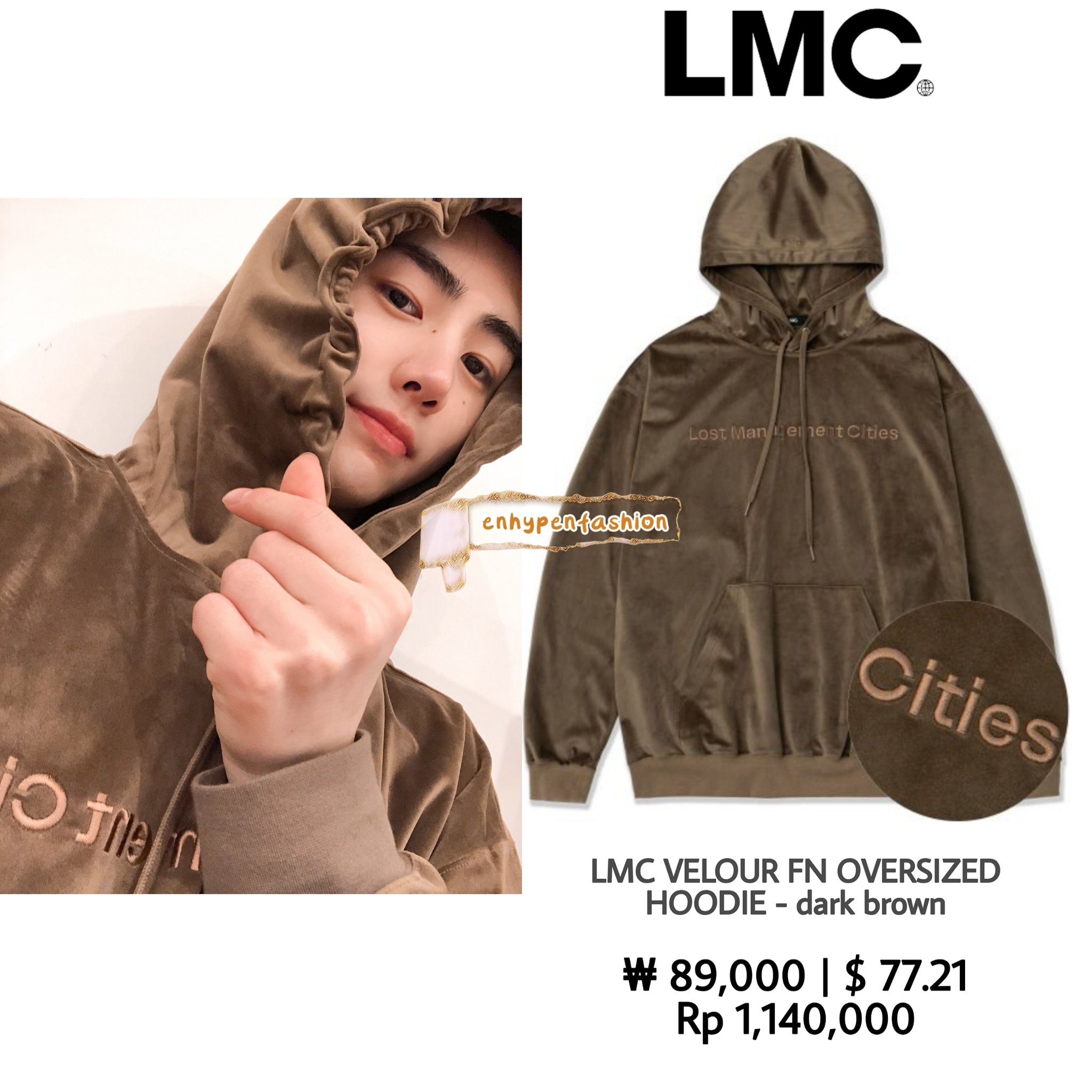 ★韓国人気★LMC★VELOUR FN OVERSIZED HOODIE LMCの「【LMC】VELOUR FN OVERSIZED HOODIE / ベロア FN ロゴ