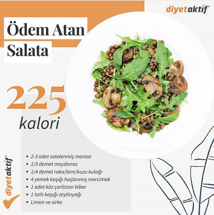 Hadi toparlanma zamanı!! 
Son zamanlarda birazcık fazla kaçırdım diyorsan... <a href="/diyetaktif/">DiyetAktif</a> sana güzel bir tarif hazırladı. Hem hafiflemek, hem de ödem atmak için bir öğünde bu salatayı tüketebilirsin.
#diyet #diyetaktif #datarif