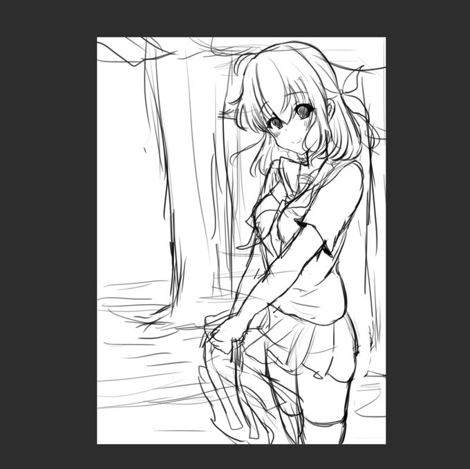 ラフに色付けただけだけど雰囲気大分違う!😊 