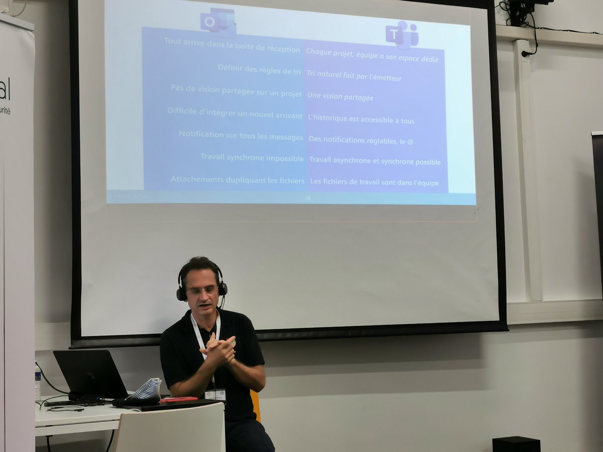 jeffangama's tweet image. Last but not least for today&apos;s M365 Tools track, Teams &amp;amp; Email, work synchronously and asynchronously ! By @patricg  for #aOSNice 2020 in #Epitech

#ams #aos #mvpbuzz #conference sponsored by #monacodigital #varonis #gsx #martello #epitech