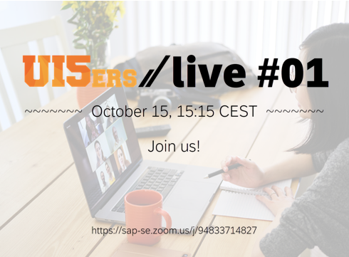 On October 15 we launch #UI5erslive - the new interactive webcast series for #UI5 enthusiast! Read more about this new format in our latest blog post blogs.sap.com/2020/10/08/ui5…