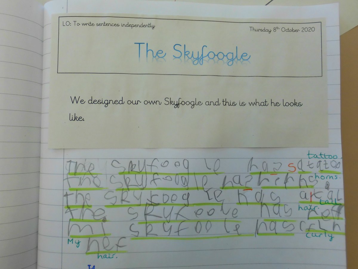 Meet #TheSkyfoogle! 1MC and 1/2F had lots of #fun finding out what they could about <a href="/MichaelRosenYes/">Michael Rosen 💙💙🎓🎓 NICE 爷爷</a> 's amazing creature. See all their beautiful #earlywriting on our website: wp.me/p7xZAG-8IB #ks1