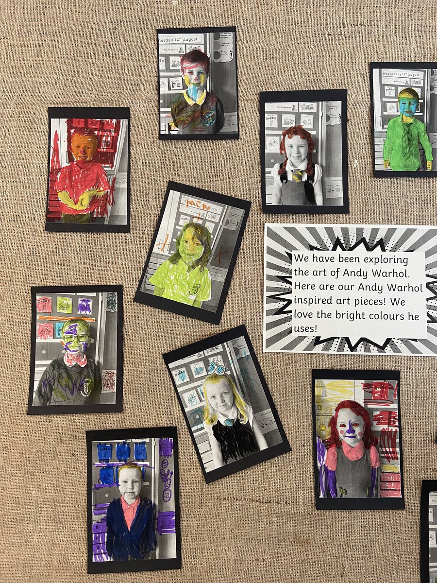 MissFarSTN's tweet photo. Today we created Andy Warhol inspired art work! #artwork #earlyyears #andywarhol #selfportrait https://t.co/MGmdr4vM7v