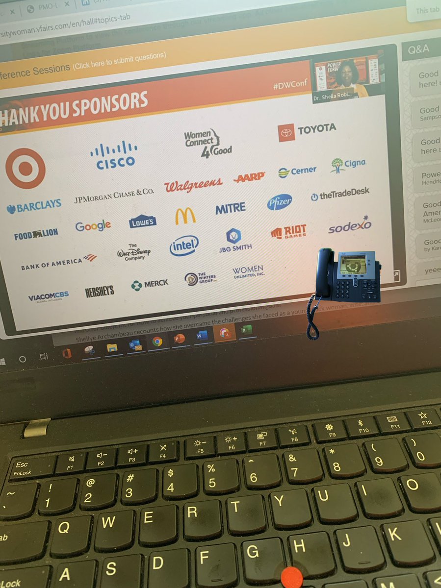 Cisco_WISE_RTP's tweet image. It’s a great morning here in RTP! Thank you to @Cisco for sponsoring the 2020 National Diversity Women’s Business Leadership Conference. Watching from my desk enjoy the great speakers. #dwconf #multiplytechdiversity #wearecisco @DiversityWoman