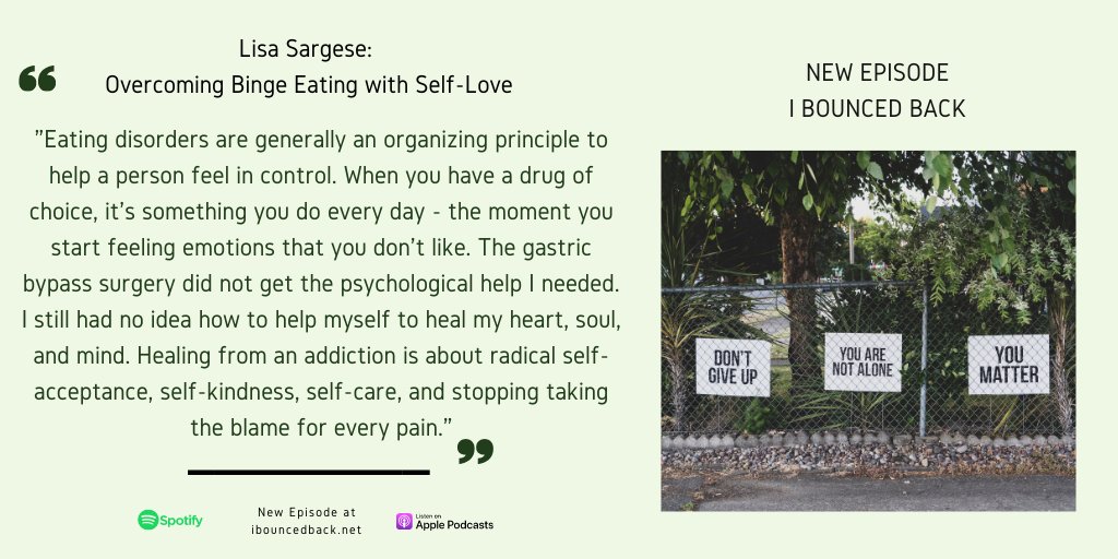 ibounced_back's tweet photo. 📣The new #IBouncedBack episode is out!

We are excited to chat with Lisa Sargese, a professor, certified hypnotist. Many things that she teaches others come from her own struggles: she has been fighting depression, a severe eating disorder since her early childhood. https://t.co/WuWa1u3gYO