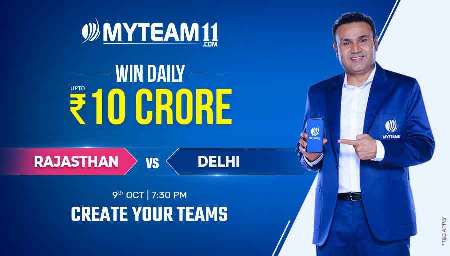 Join me for Rajasthan vs Delhi on MyTeam11.com with your teams &amp; show your skills. #IndiaKiApniFantasyApp #MyTeam11