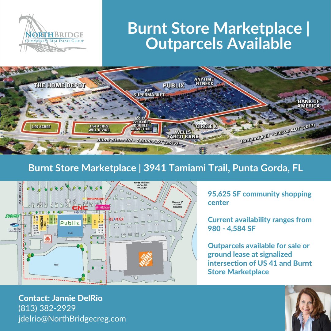 We Have Outparcels Available at Burnt Store Marketplace in Punta Gorda, FL ✨

For more information give Jannie a call, (813) 382-2929.

bit.ly/2Id7gbP

#floridacommercialrealestate #commercialrealestateforsale #floridarealestate  #puntagordafl #puntagordarealestate