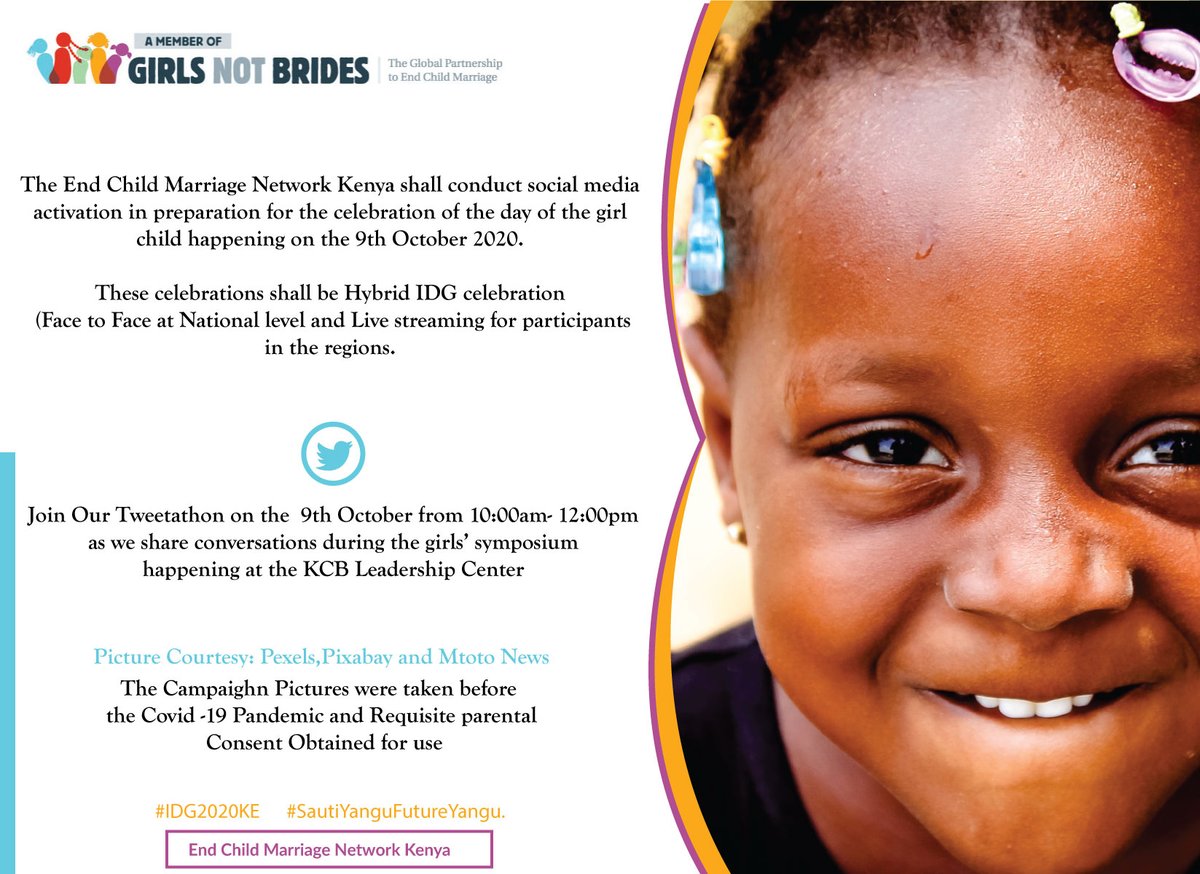 KenyaCoexist's tweet photo. As we celebrate International  Day of  Girl Child lets 
join the End Child Marriage Network in Kenya in the  virtual event. https://t.co/dRI8EOs0xp