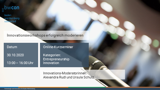 bwcon_info's tweet photo. Lernen Sie, wie Sie einen #Innovationsworkshop moderieren! 
Sie haben bereits erste Erfahrung mit Innovationsmethoden wie Design Thinking gesammelt und möchten nun selbst einen Workshop moderieren?
Dieses Seminar liefert einen schnellen Überblick! https://t.co/EE4dUwOZEz