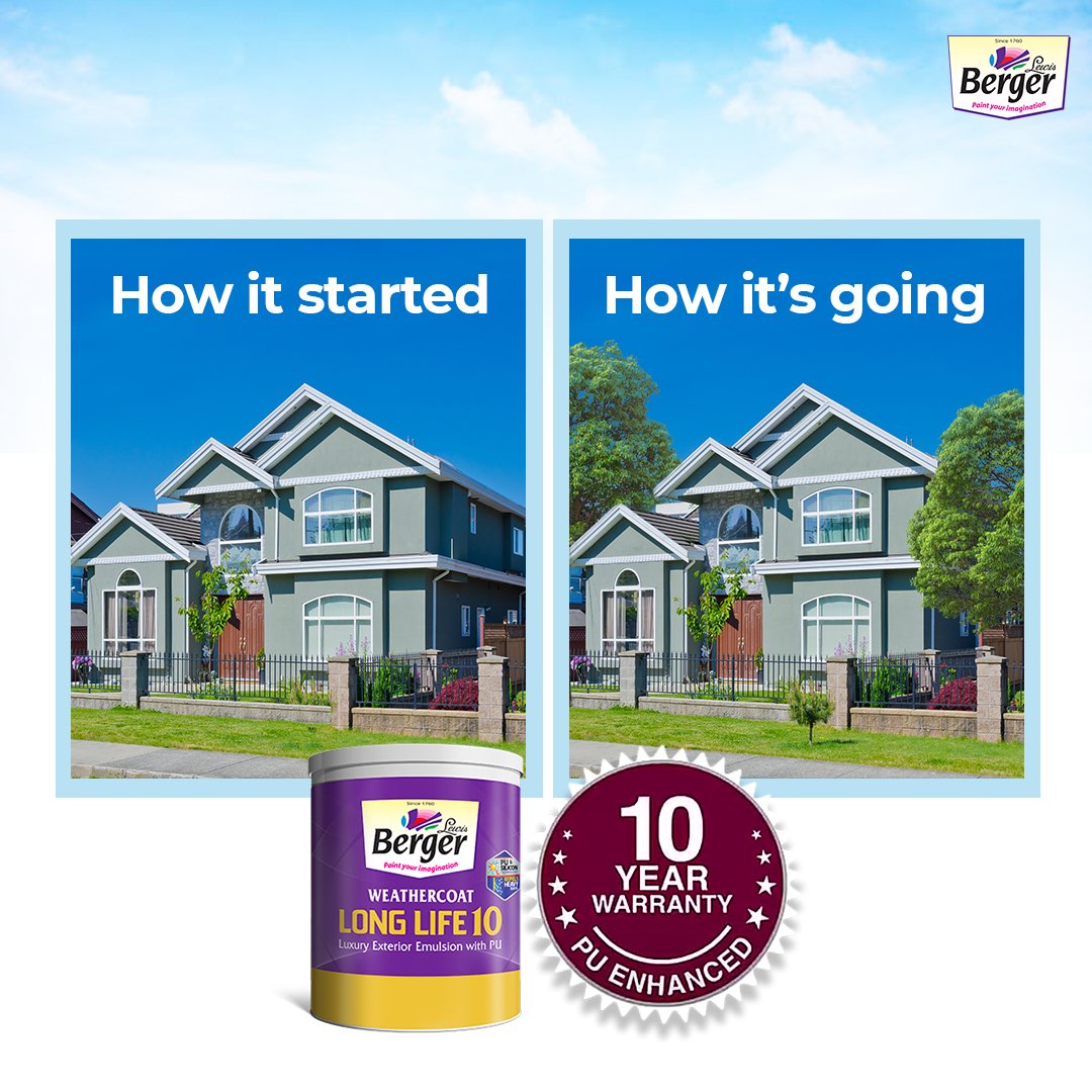 With an exterior emulsion that is long lasting and comes with a 10 year warranty, your home will look just like it did when you first got it painted! #BergerLongLife #TrendingFormat #BergerPaintsIndia