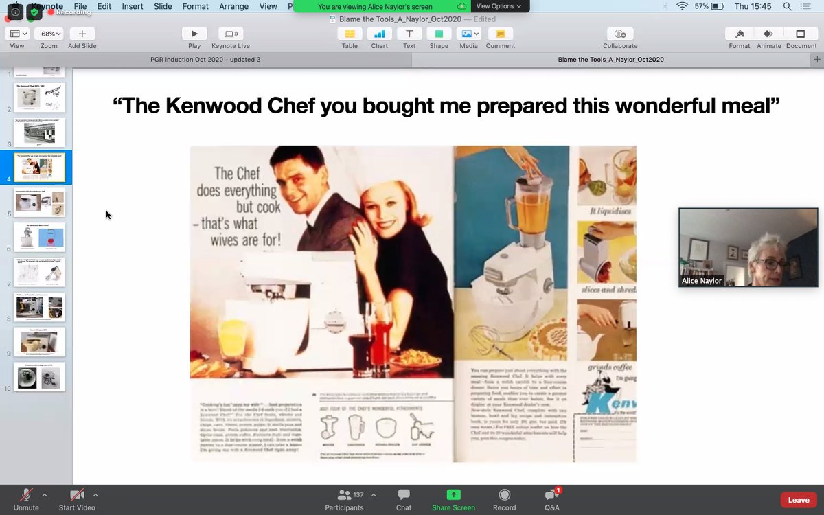 #BlameTheTools Live

Alice Naylor, <a href="/DesignMaid/">Alice Naylor</a>, is discussing the gendered character of the Kenwood Chef, and how this has reframed labour values in the 20th century. 

In October, Alice will begin her PhD on the Kenwood with <a href="/portsmouthuni/">University of Portsmouth</a>  and <a href="/sciencemuseum/">Science Museum</a>.

#LCW2020